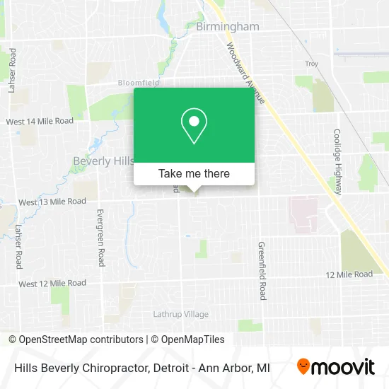 Hills Beverly Chiropractor map