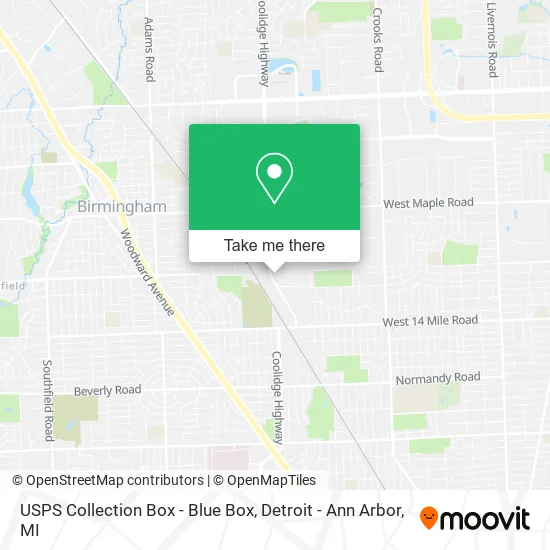 USPS Collection Box - Blue Box map