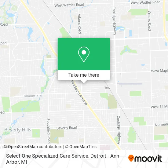 Select One Specialized Care Service map