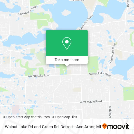 Walnut Lake Rd and Green Rd map