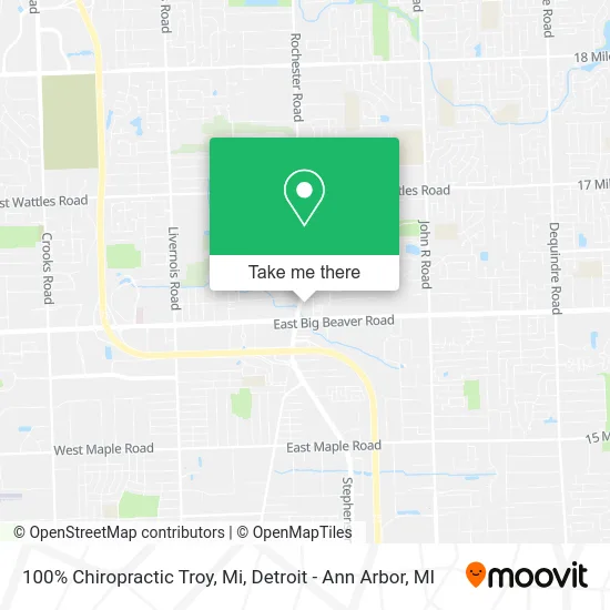 100% Chiropractic Troy, Mi map