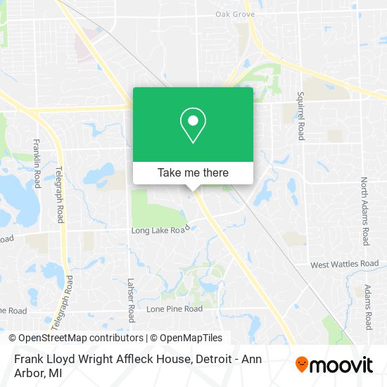 Frank Lloyd Wright Affleck House map