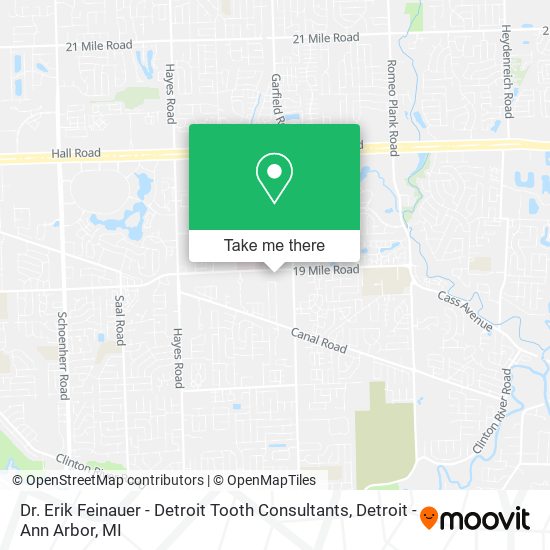Mapa de Dr. Erik Feinauer - Detroit Tooth Consultants