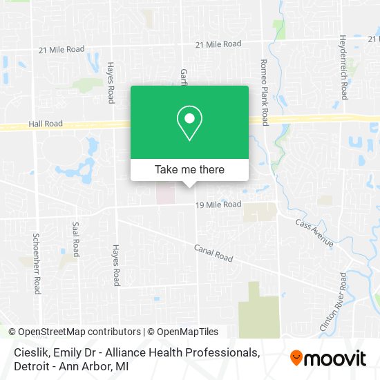 Cieslik, Emily Dr - Alliance Health Professionals map