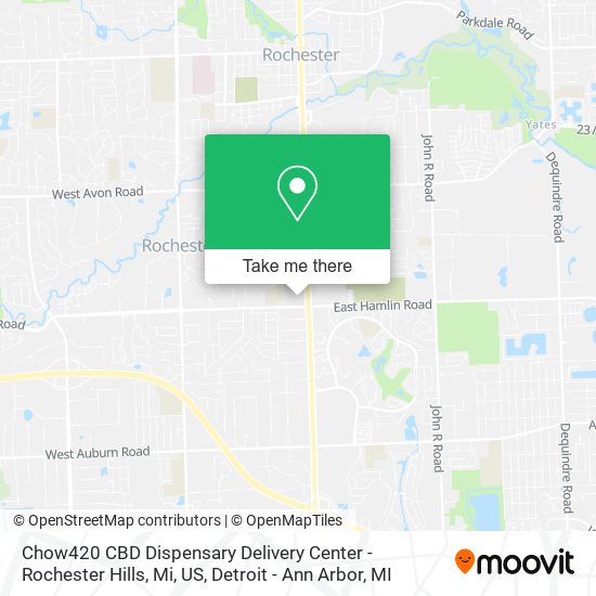 Chow420 CBD Dispensary Delivery Center - Rochester Hills, Mi, US map