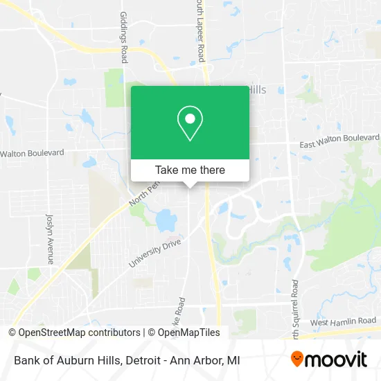 Bank of Auburn Hills map