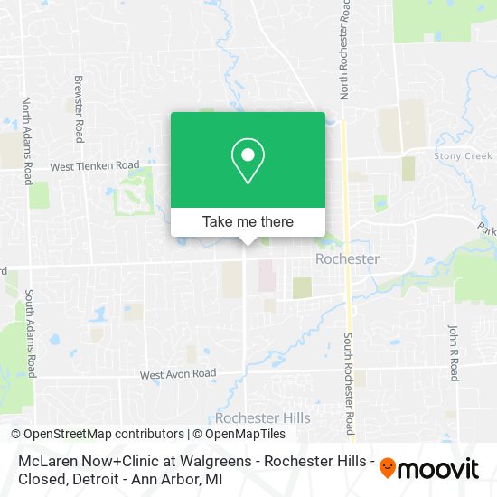 Mapa de McLaren Now+Clinic at Walgreens - Rochester Hills - Closed