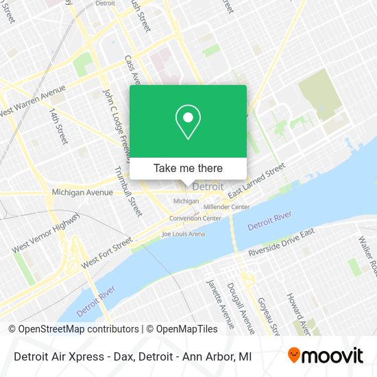Mapa de Detroit Air Xpress - Dax