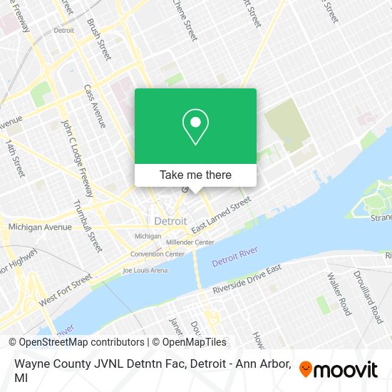 Wayne County JVNL Detntn Fac map