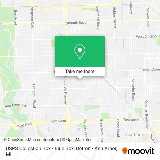 Mapa de USPS Collection Box - Blue Box