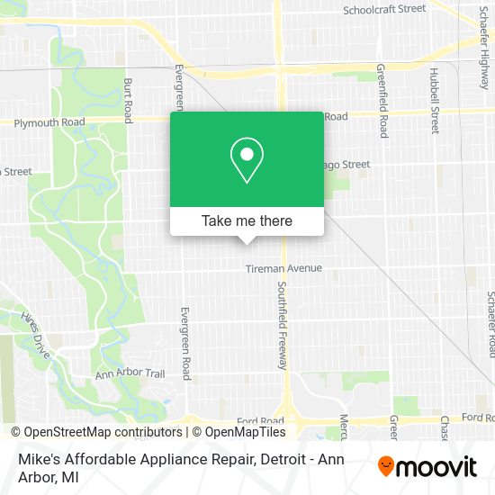 Mike's Affordable Appliance Repair map