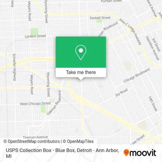 Mapa de USPS Collection Box - Blue Box