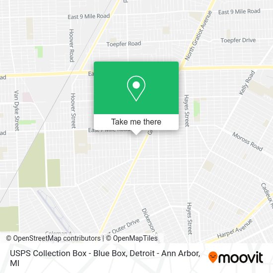 Mapa de USPS Collection Box - Blue Box