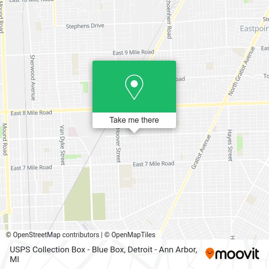 Mapa de USPS Collection Box - Blue Box