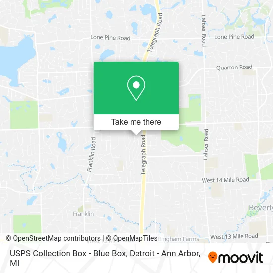 Mapa de USPS Collection Box - Blue Box