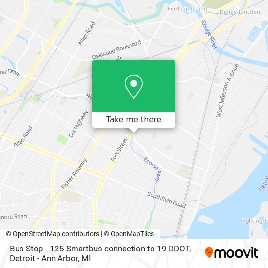 Bus Stop - 125 Smartbus connection to 19 DDOT map