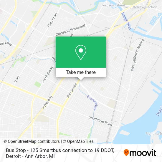 Bus Stop - 125 Smartbus connection to 19 DDOT map