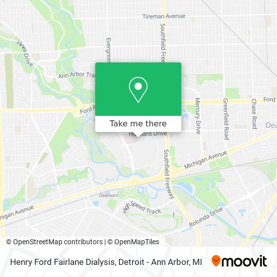 Henry Ford Fairlane Dialysis map