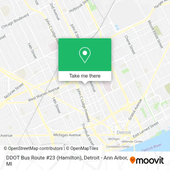 DDOT Bus Route #23 (Hamilton) map