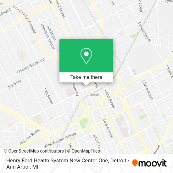 Henry Ford Health System New Center One map