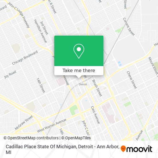 Mapa de Cadillac Place State Of Michigan