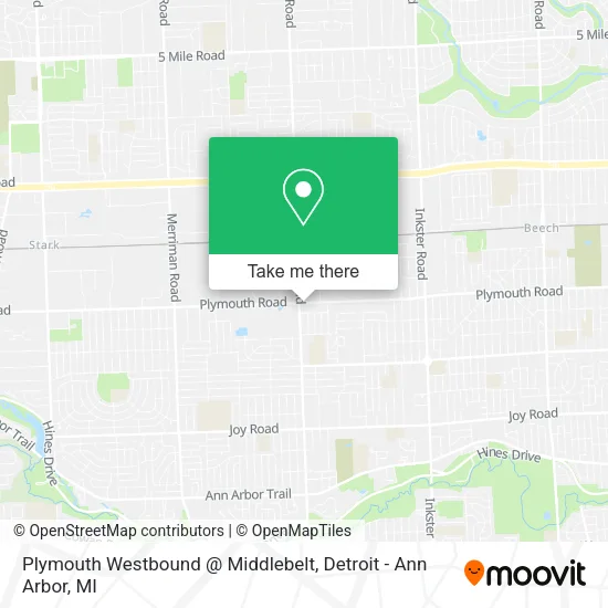 Plymouth Westbound @ Middlebelt map