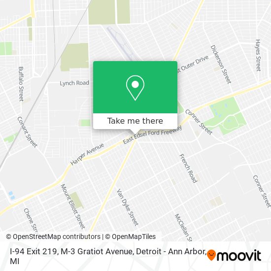 Mapa de I-94 Exit 219, M-3 Gratiot Avenue