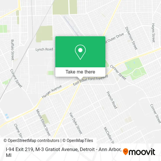 I-94 Exit 219, M-3 Gratiot Avenue map