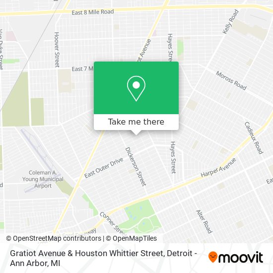 Gratiot Avenue & Houston Whittier Street map