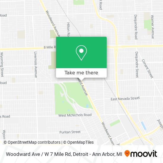 Woodward Ave / W 7 Mile Rd map