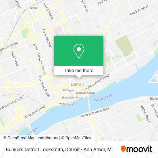 Bunkers Detroit Locksmith map