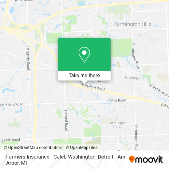 Farmers Insurance - Caleb Washington map