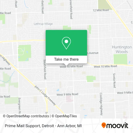Prime Mail Support map