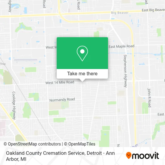Oakland County Cremation Service map