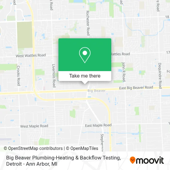 Big Beaver Plumbing-Heating & Backflow Testing map