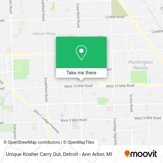 Unique Kosher Carry Out map