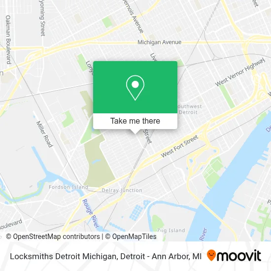 Locksmiths Detroit Michigan map