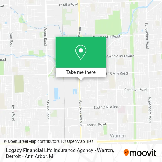 Legacy Financial Life Insurance Agency - Warren map
