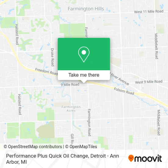 Performance Plus Quick Oil Change map