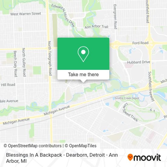 Blessings In A Backpack - Dearborn map