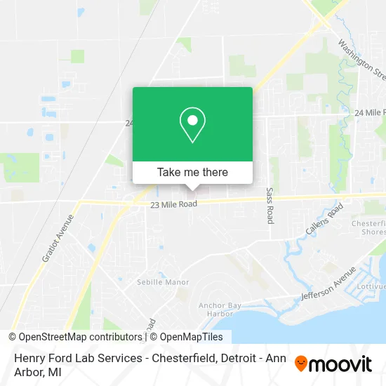 Henry Ford Lab Services - Chesterfield map