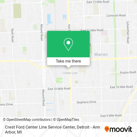 Crest Ford Center Line Service Center map