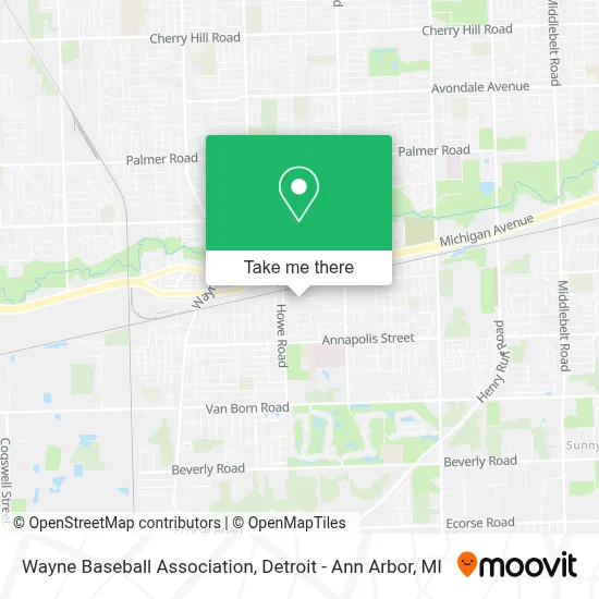 Wayne Baseball Association map