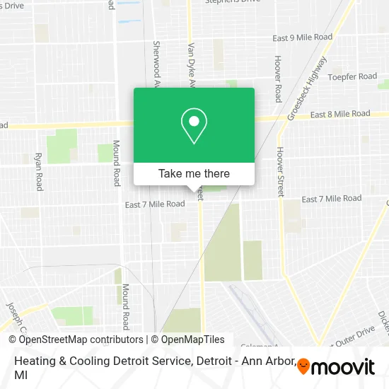 Heating & Cooling Detroit Service map