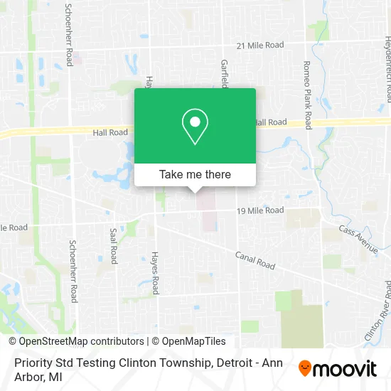Priority Std Testing Clinton Township map
