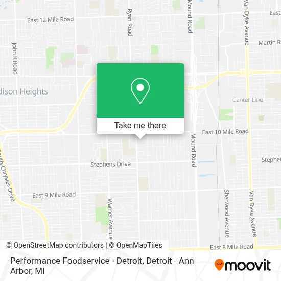 Performance Foodservice - Detroit map