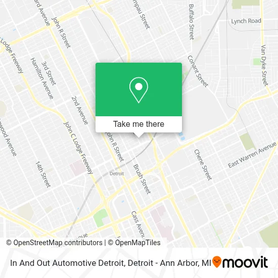 In And Out Automotive Detroit map