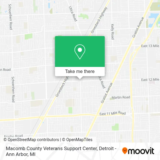 Macomb County Veterans Support Center map