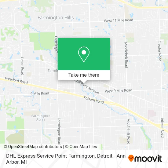 DHL Express Service Point Farmington map