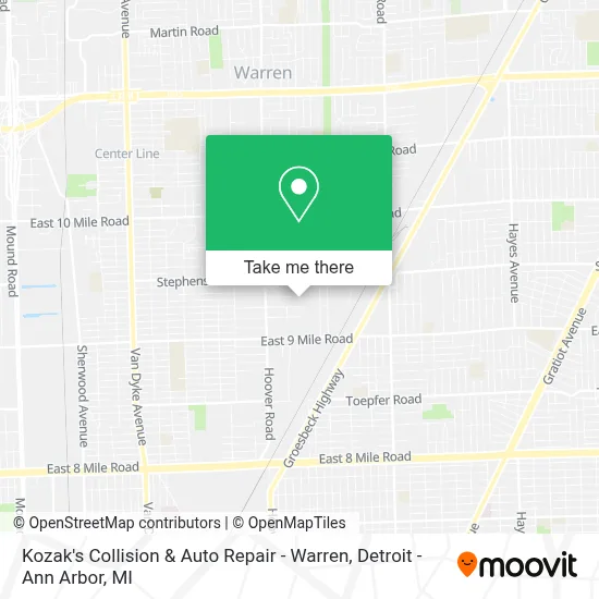 Kozak's Collision & Auto Repair - Warren map